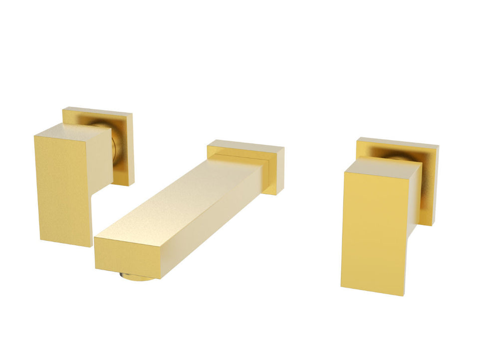 PAR Taps Burj Wall Basin Set 200mm Fixed - 23k Brushed Gold (B20.152.1.12)