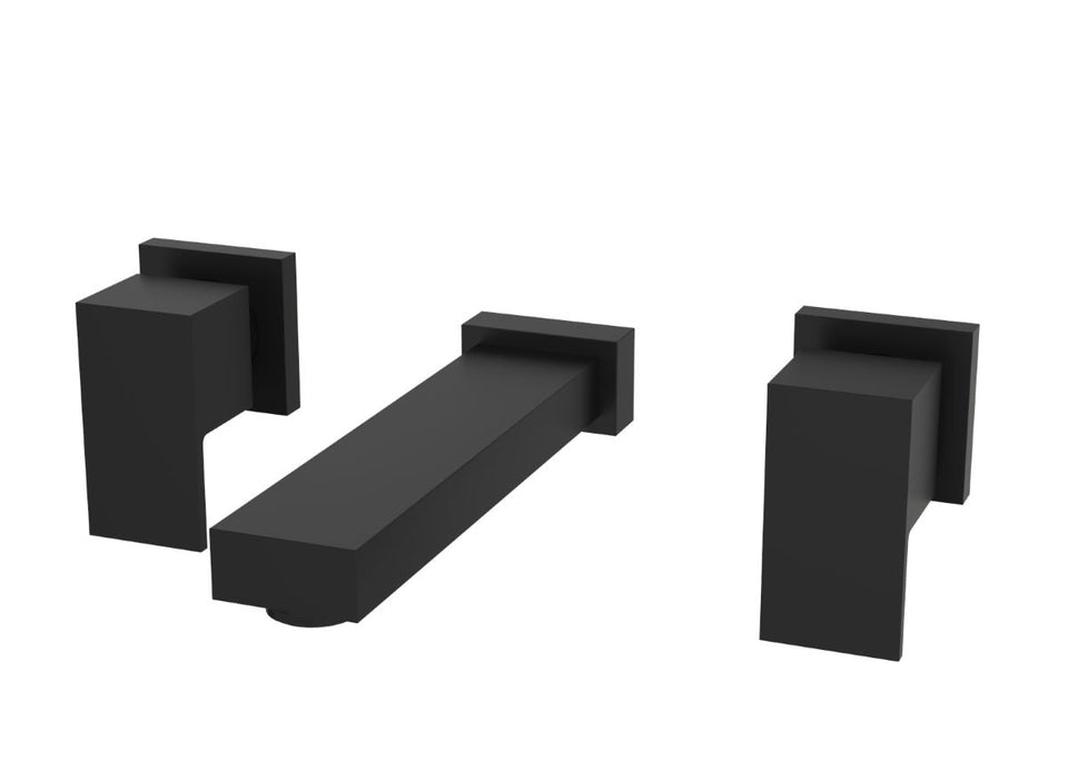 PAR Taps Burj Wall Basin Set 200mm Fixed - Matt Black (B20.152.1.34)