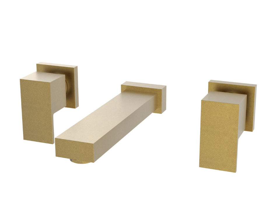 PAR Taps Burj Wall Basin Set 200mm Fixed - Rumbled Brass (B20.152.1.40)
