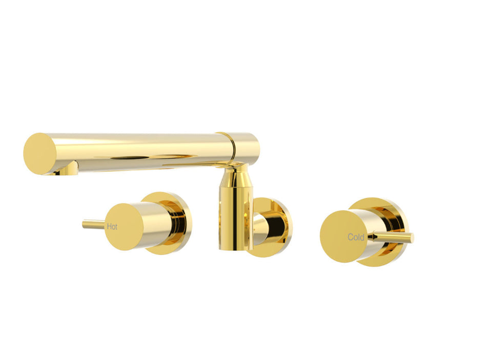 PAR Taps Lugano Sink Set Wall Swivel X/Large Lever Ceramic Disc - 23k Gold (B22.054.1.11)