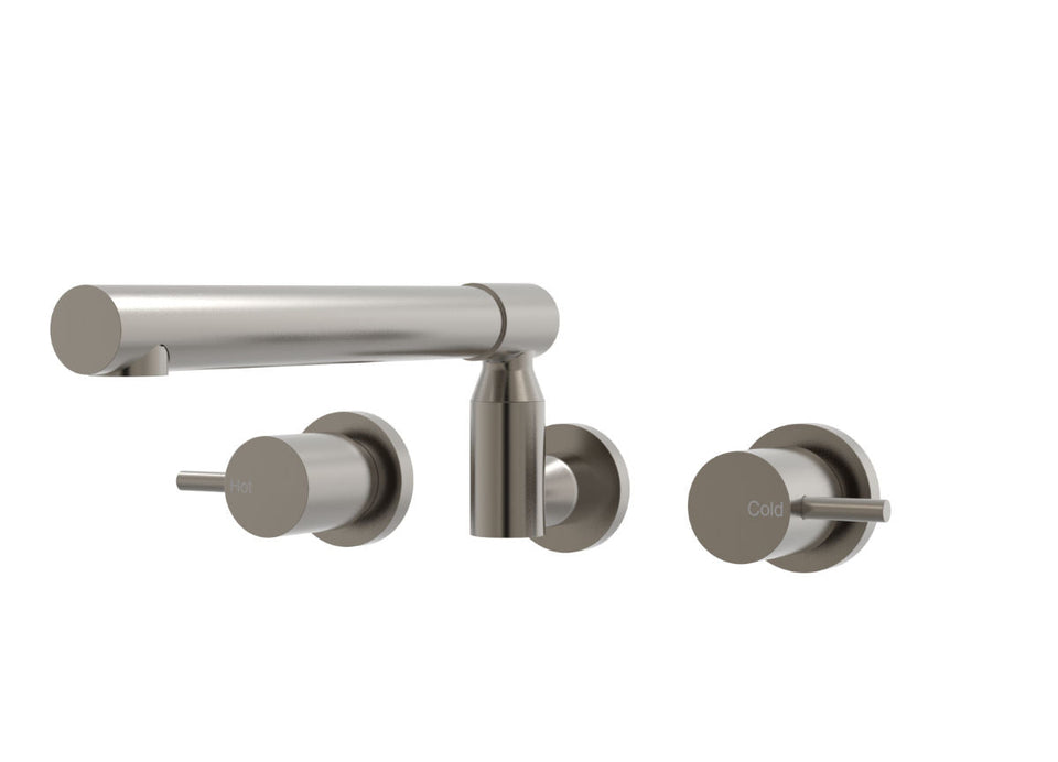 PAR Taps Lugano Sink Set Wall Swivel X/Large Lever Ceramic Disc - Brushed Gunmetal (B22.054.1.24)