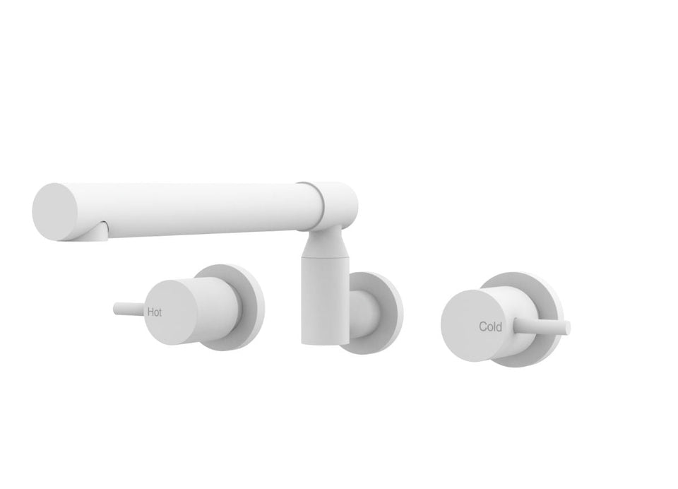 PAR Taps Lugano Sink Set Wall Swivel X/Large Lever Ceramic Disc - Matt White (B22.054.1.33)