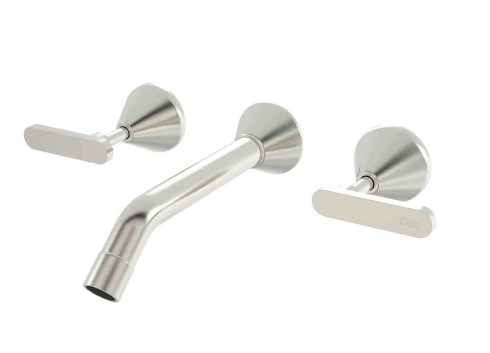 PAR Taps Forme Wall Bath Set 160mm Fixed Lever Ceramic Disc - Brushed Nickel (B27.021.3.25)
