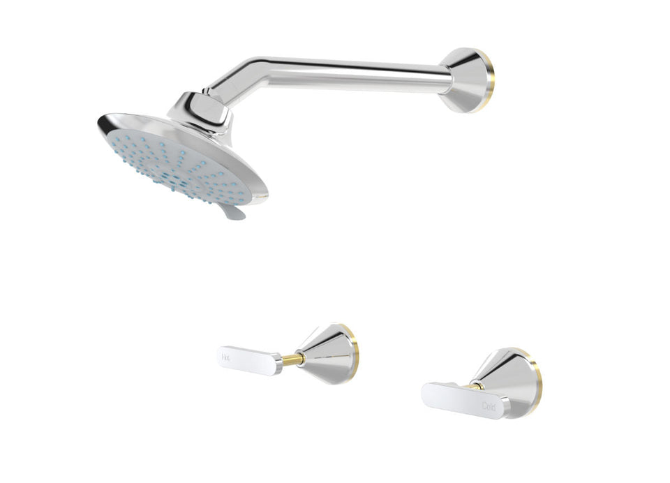 PAR Taps Forme Shower Set Fixed Lever Ceramic Disc - Chrome / Gold (B27.031.3.10)