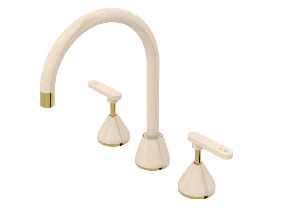 PAR Taps Forme Sink Set Swivel Lever Ceramic Disc - Gold / Ivory (B27.051.3.14)