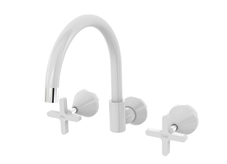 PAR Taps Forme Sink Set Wall Swivel - Chrome / White (B27.052.1.03)