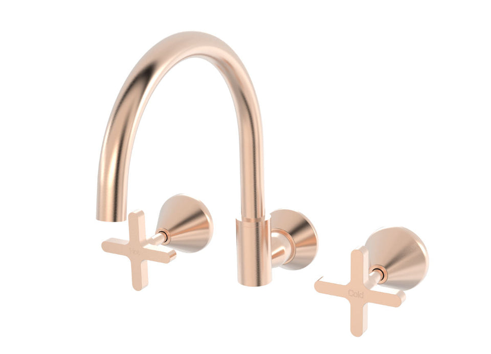 PAR Taps Forme Sink Set Wall Swivel - Brushed Rose Gold (B27.052.1.21)