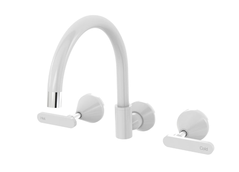 PAR Taps Forme Sink Set Wall Swivel Lever Ceramic Disc - Chrome / White (B27.052.3.03)