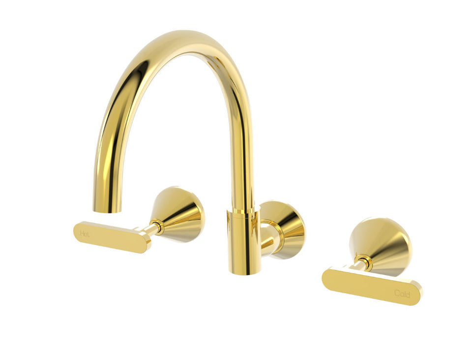 PAR Taps Forme Sink Set Wall Swivel Lever Ceramic Disc - 23k Gold (B27.052.3.11)