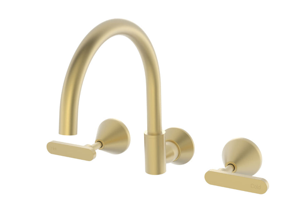 PAR Taps Forme Sink Set Wall Swivel Lever Ceramic Disc - Brushed Brass (B27.052.3.41)