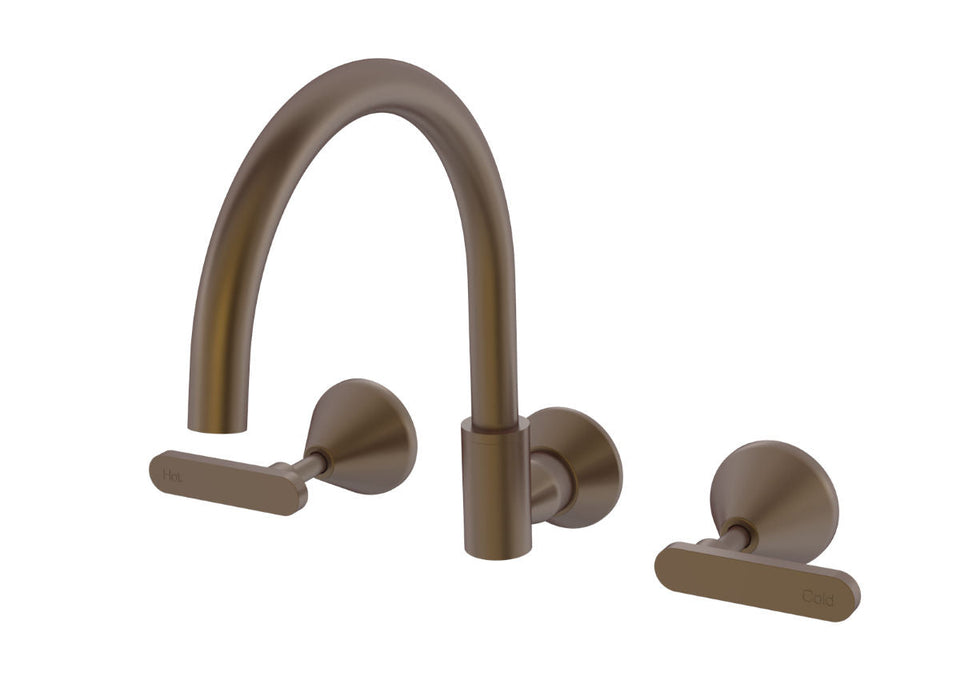 PAR Taps Forme Sink Set Wall Swivel Lever Ceramic Disc - Native Brass (B27.052.3.45)