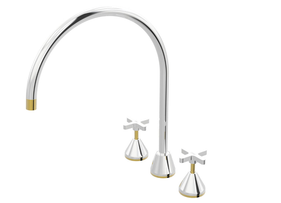 PAR Taps Forme Sink Set Hob Swivel X/Large - Chrome / Gold (B27.053.1.10)