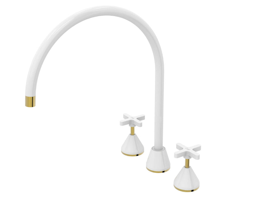 PAR Taps Forme Sink Set Hob Swivel X/Large - Gold / White (B27.053.1.13)