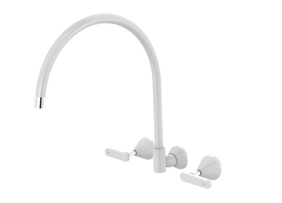 PAR Taps Forme Sink Set Wall Swivel X/Large Lever Ceramic Disc - Chrome / White (B27.054.3.03)