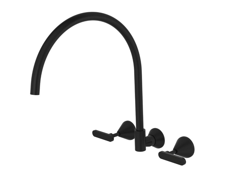 PAR Taps Forme Sink Set Wall Swivel X/Large Lever Ceramic Disc - Matt Black (B27.054.3.34)