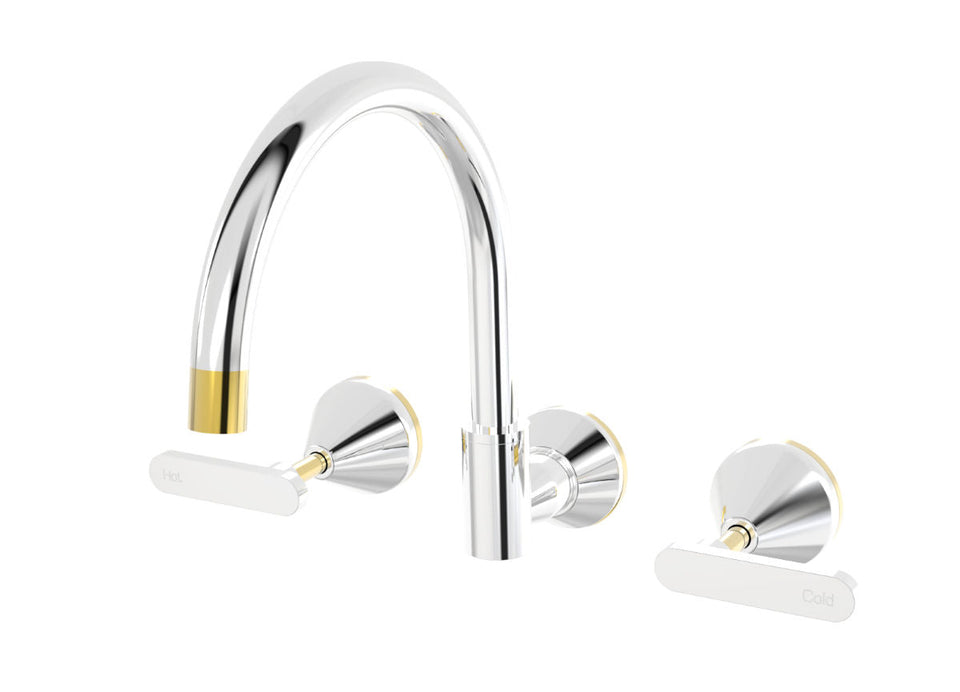 PAR Taps Forme Spa Set Wall - Swivel Lever Ceramic Disc - Chrome / Gold (B27.062.3.10)