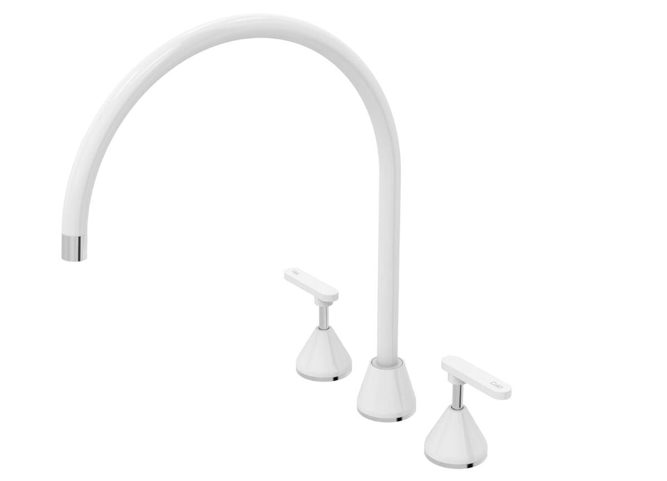 PAR Taps Forme Spa Set Hob Swivel X/Large Lever Ceramic Disc - Chrome / White (B27.063.3.03)