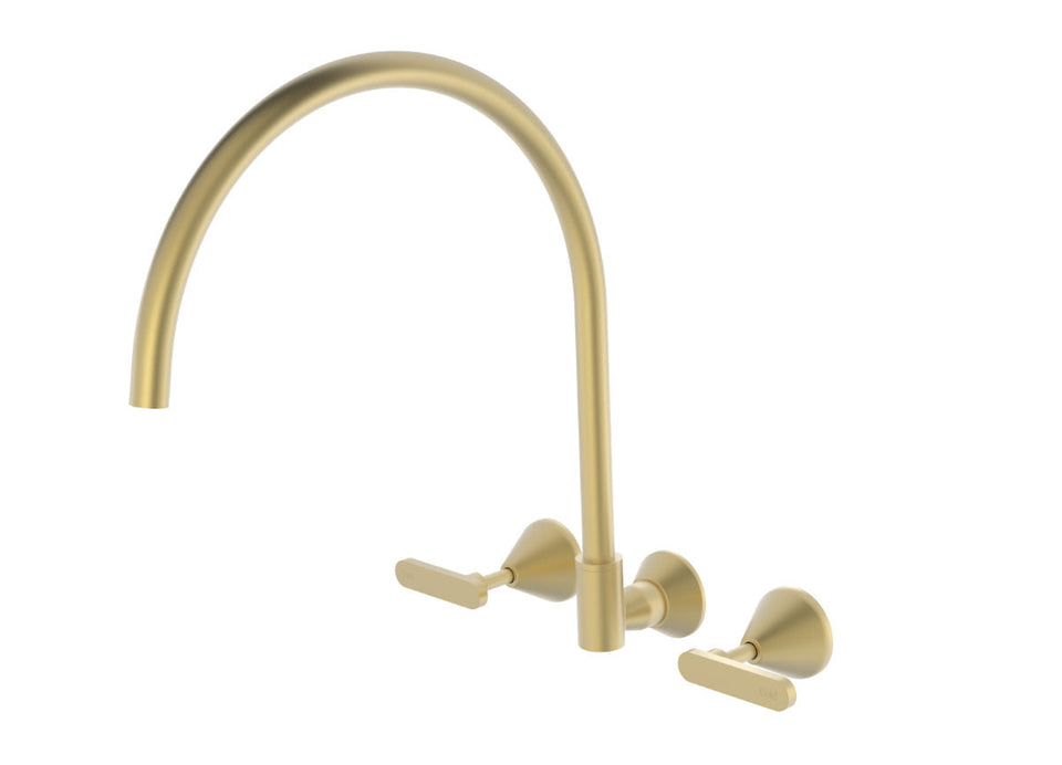 PAR Taps Forme Spa Set Wall Swivel X/Large Lever Ceramic Disc - Brushed Brass (B27.064.3.41)
