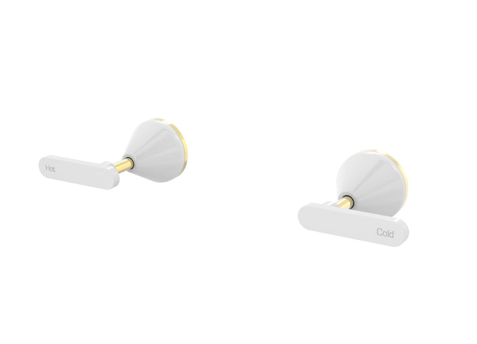 PAR Taps Forme Top Assemblies Wall Pair Lever Ceramic Disc - Gold / White (B27.082.3.13)