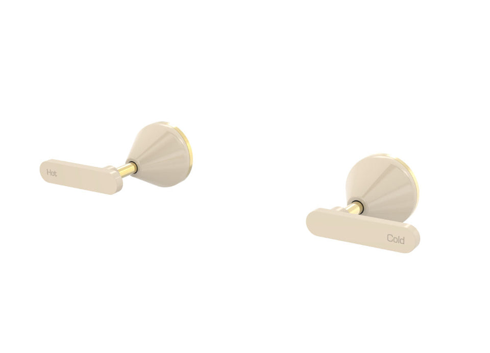 PAR Taps Forme Top Assemblies Wall Pair Lever Ceramic Disc - Gold / Ivory (B27.082.3.14)
