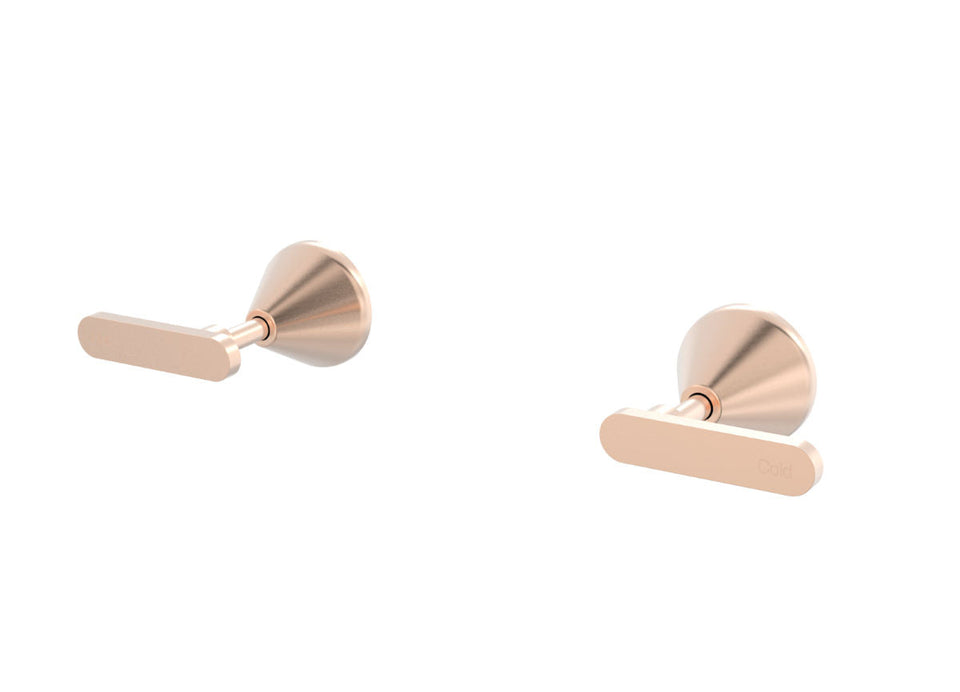 PAR Taps Forme Top Assemblies Wall Pair Lever Ceramic Disc - Brushed Rose Gold (B27.082.3.21)