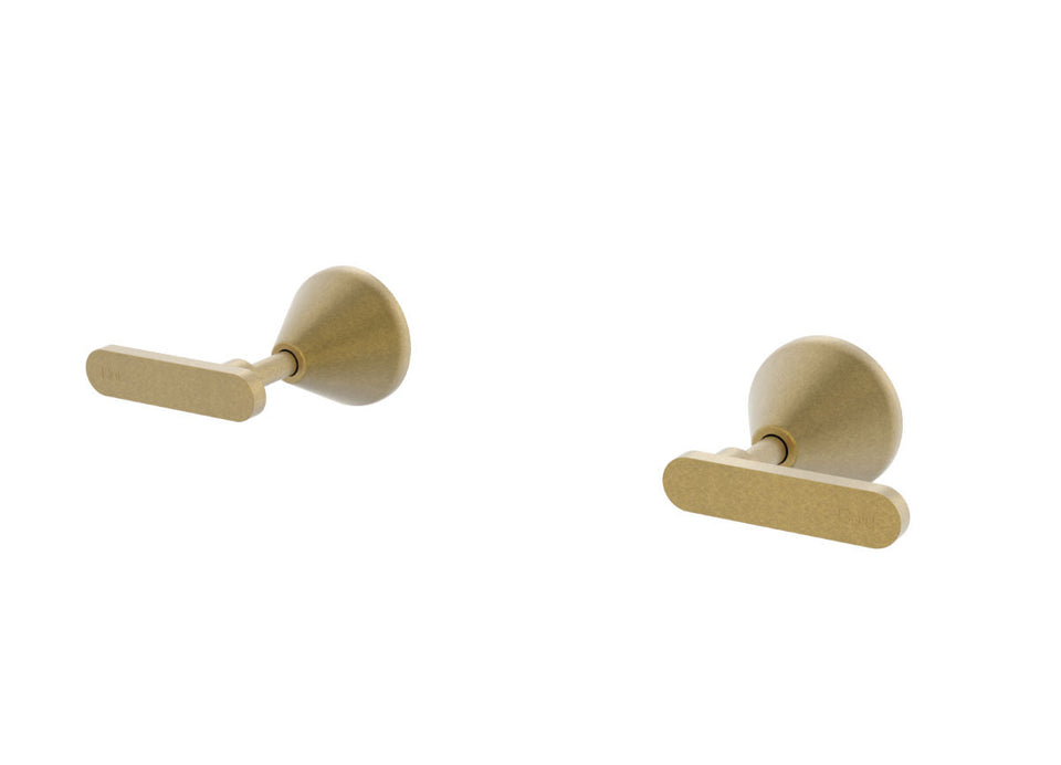 PAR Taps Forme Top Assemblies Wall Pair Lever Ceramic Disc - Rumbled Brass (B27.082.3.40)