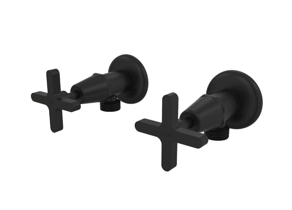 PAR Taps Forme Washing Machine Stops Wall Pair - Matt Black (B27.091.1.34)