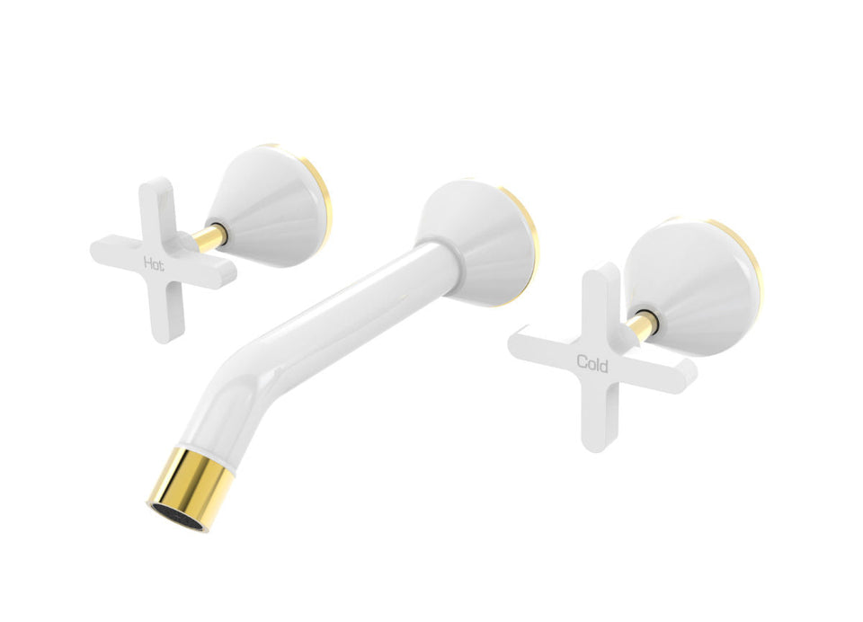 PAR Taps Forme Wall Basin Set 200mm Fixed - Gold / White (B27.152.1.13)