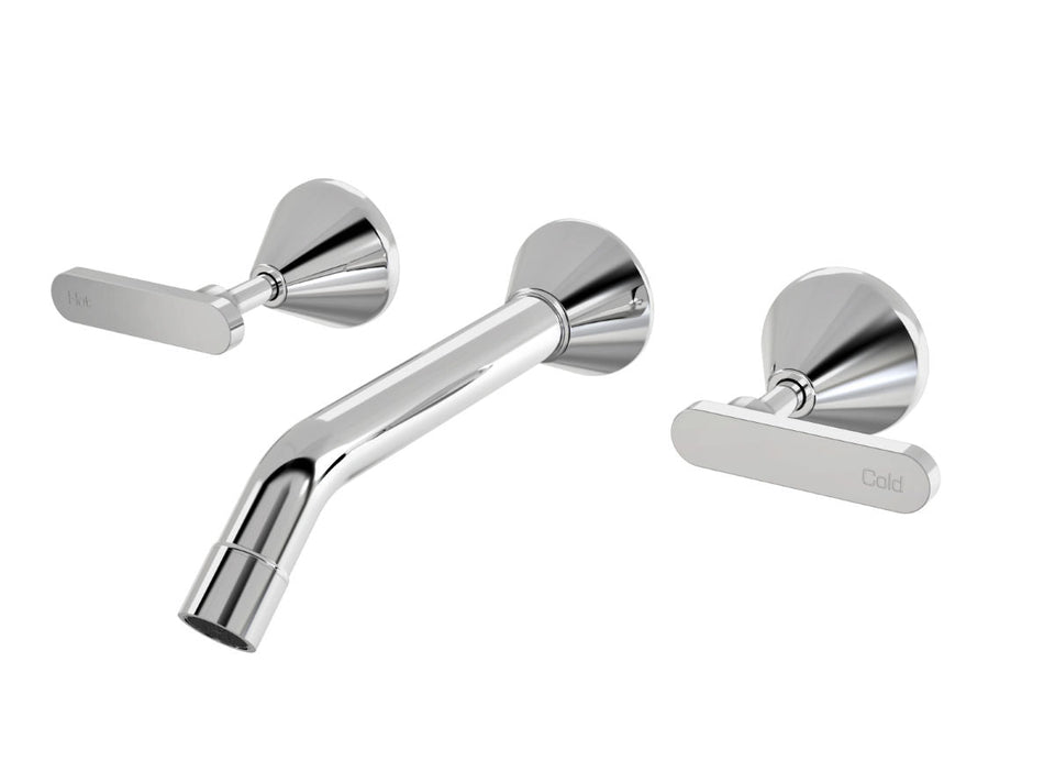 PAR Taps Forme Wall Basin Set 200mm Fixed Lever Ceramic Disc - Gunmetal (B27.152.3.23)