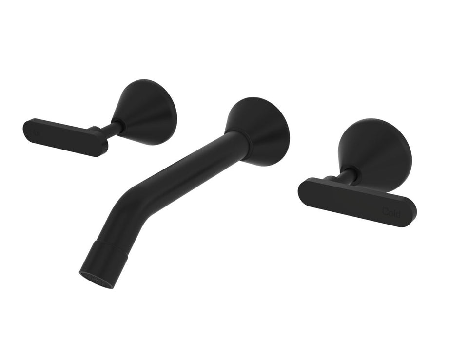 PAR Taps Forme Wall Basin Set 200mm Fixed Lever Ceramic Disc - Matt Black (B27.152.3.34)