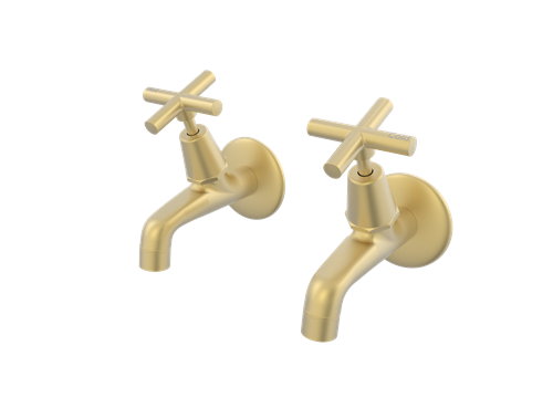 Par Taps Portsea Female Bibs Wall Pair - Brushed Brass