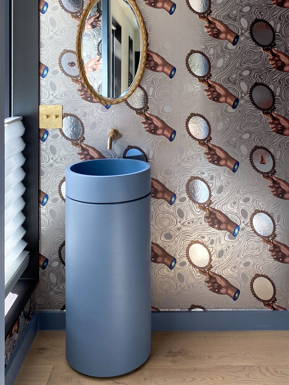 Nood Co Cylinder with Tray - Hoop Basin - Copan Blue / Teal Tray (HP1-4-0-CO-TTE)