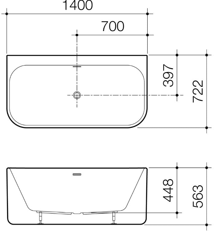 Caroma Luna® 1400 Back to Wall Bath - White (LU4WFW)