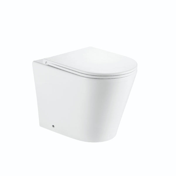Bao Elegant Rimless Wall Faced Toilet Pan, Seat, Connector - Gloss White
