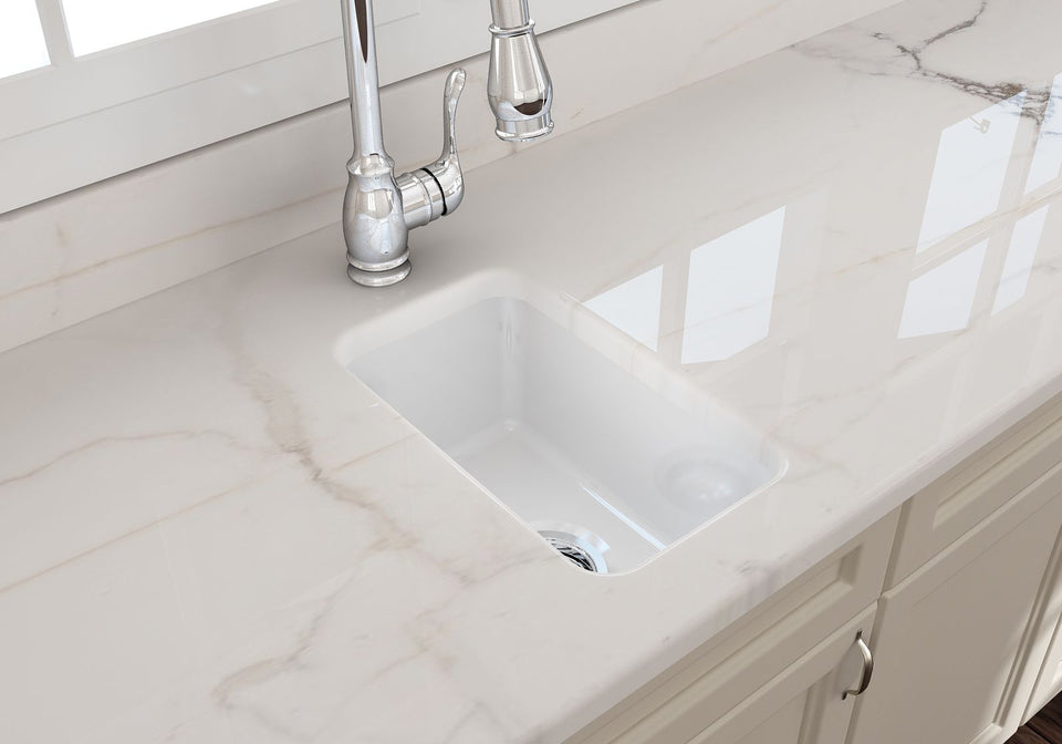 Ovia Mini Bar Undermount Inset Fine Fireclay Butler Sink Single Bowl Farmhouse Kitchen Sink