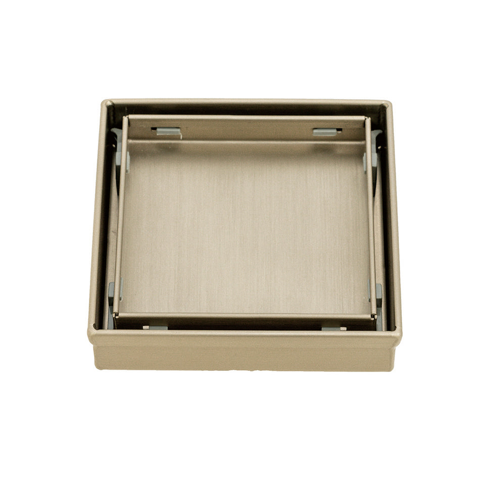 Radiant Square Tile Insert Floor Grate (WARM Brushed Nickel) 100mm x 100mm (74mm Outlet) (316-WBN-RGS-100-74)