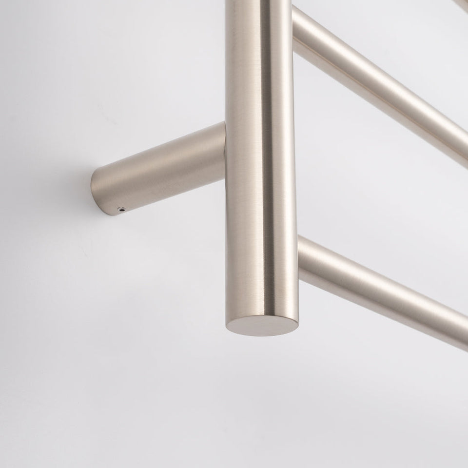 Radiant Heated Round Ladder - Brushed Nickel / 430x1100mm / Bottom Left (BN-RTR430LEFT)