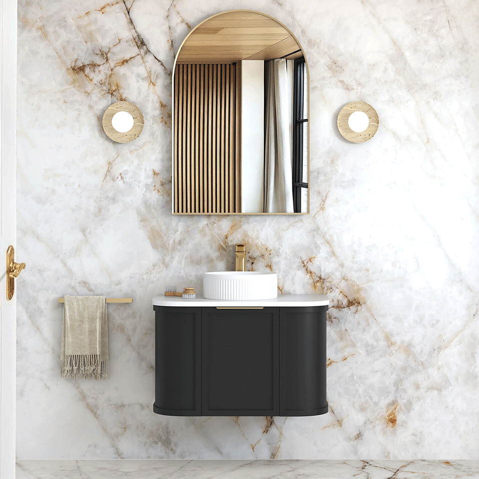 Otti Hampshire Black Wall Hung Curved Vanity