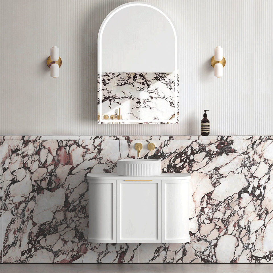 Otti Hampshire Satin White Wall Hung Curved Vanity