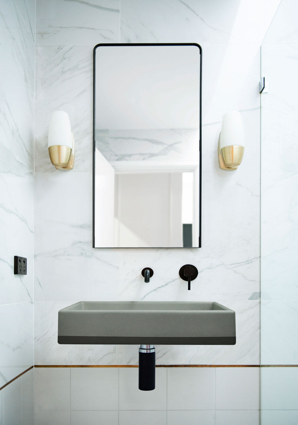 Nood Co Box Basin Two Tone - Wall Hung (Mid Tone Grey)