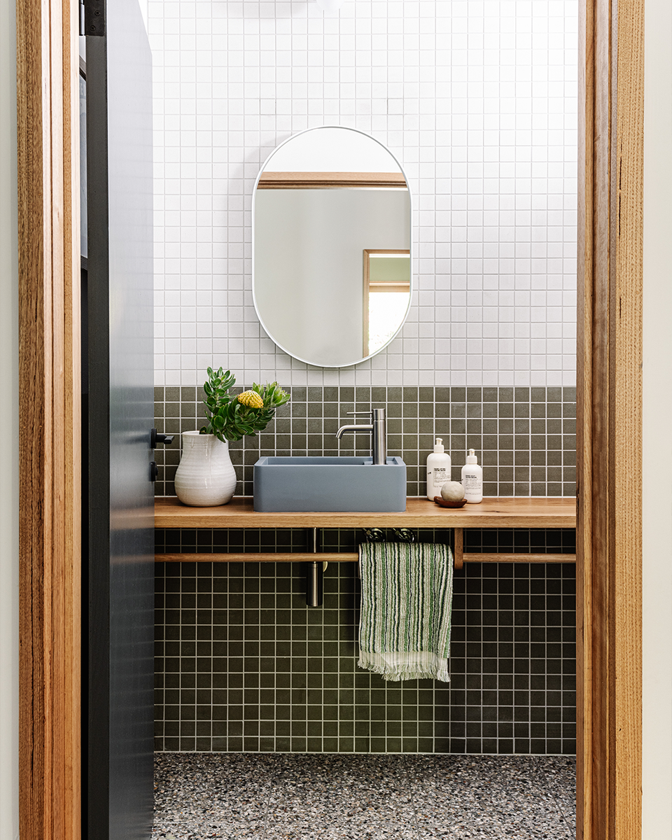 Nood Co Shelf 01 Basin - Surface Mount - Powder Blue / No Tap Hole / Overflow / Chrome (SH1-1-WO-0-PO-OC)