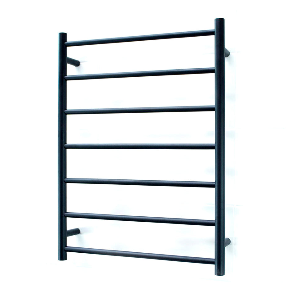 Radiant Low Voltage Heated Round Ladder - Matt Black / 600x800mm / Bottom Left (12V-BRTR01LEFT)