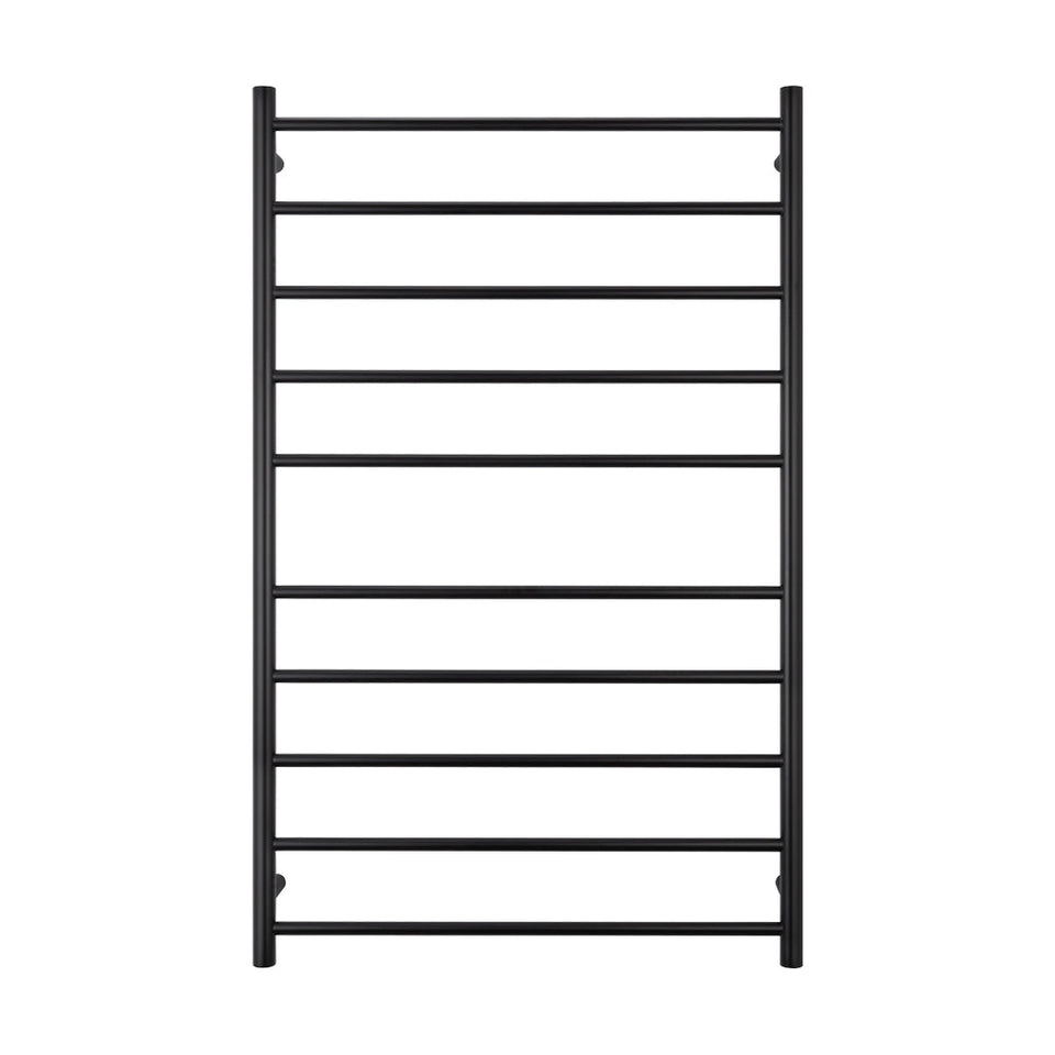 Radiant Heated Round Ladder - Matt Black / 750x1200mm / Bottom Left (BRTR04LEFT)