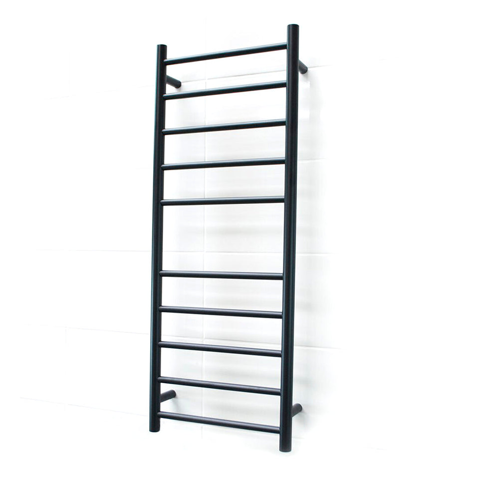 Radiant Heated Round Ladder - Matt Black / 430x1100mm / Bottom Left (BRTR430LEFT)