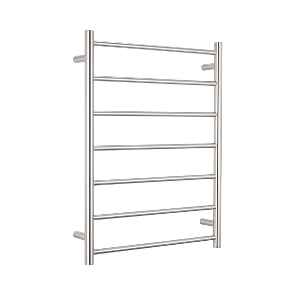 Radiant Heated Round Ladder - Brushed Satin / 600x800mm / Bottom Left (BRU-RTR01LEFT)