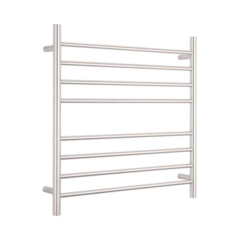 Radiant Heated Round Ladder - Brushed Satin / 750x750mm / Bottom Left (BRU-RTR06LEFT)