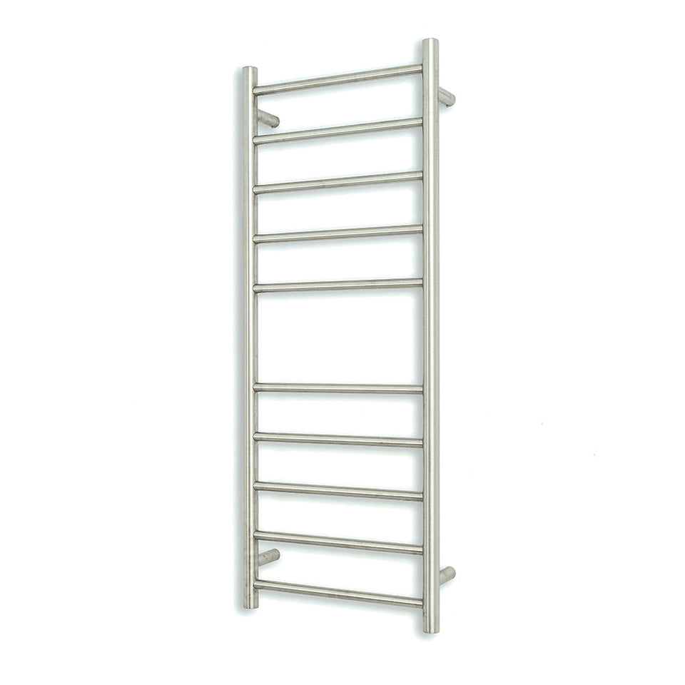 Radiant Heated Round Ladder - Brushed Satin / 430x1100mm / Bottom Left (BRU-RTR430LEFT)