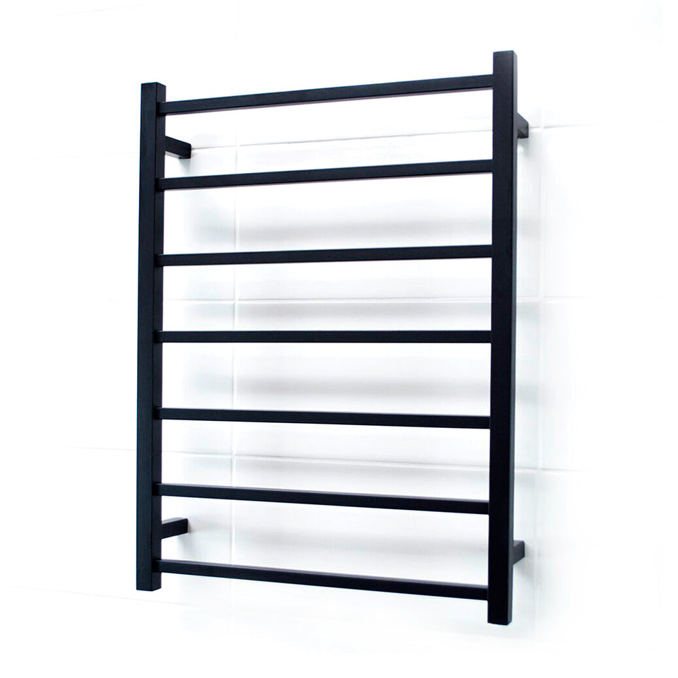 Radiant Heated Square Ladder - Matt Black / 600x800mm / Bottom Left (BSTR01LEFT)