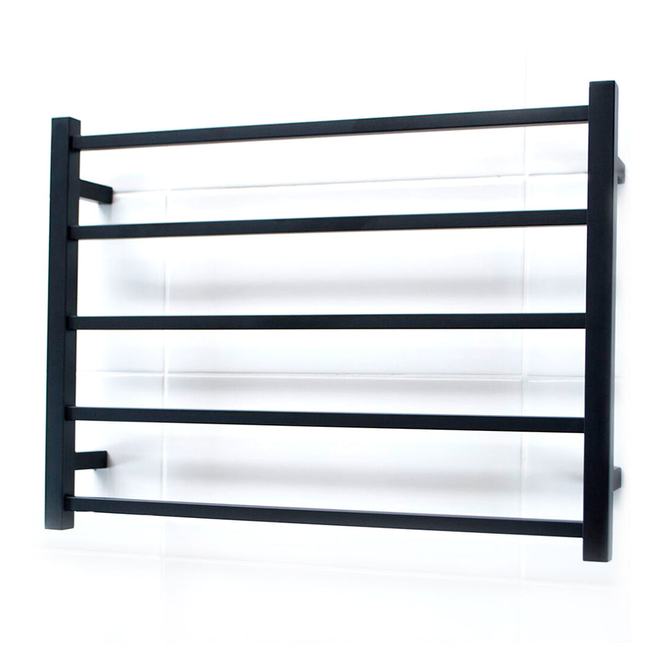 Radiant Heated Square Ladder - Matt Black / 750x550mm / Bottom Right (BSTR03RIGHT)