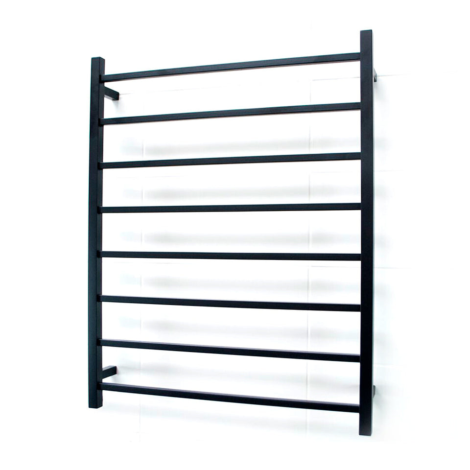 Radiant Heated Square Ladder - Matt Black / 800x1000mm / Bottom Left (BSTR05LEFT)